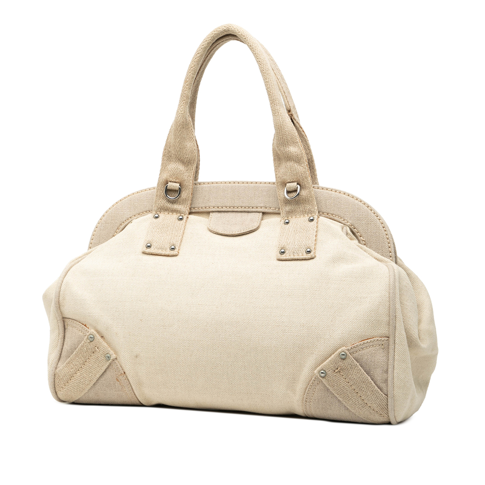 Pre-Loved Prada Canvas Canapa Mistolino Frame Satchel - Picture 2 of 7